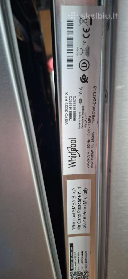 Indaplovė Whirlpool Wsfo 3o23 Pf X - nuotraukos Nr. 3