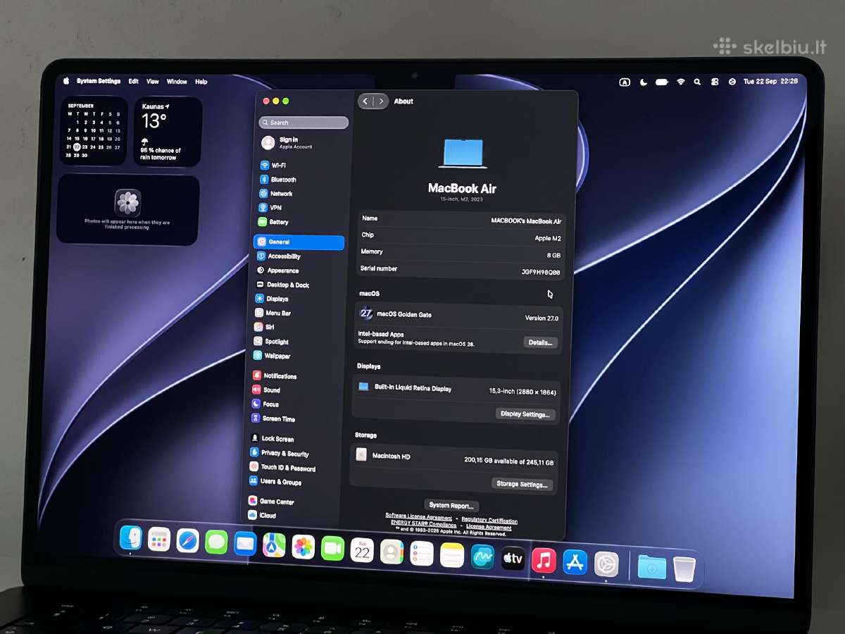 Parduodamas MacBook Air 15 su M2, Liquid Retina. - nuotraukos Nr. 8