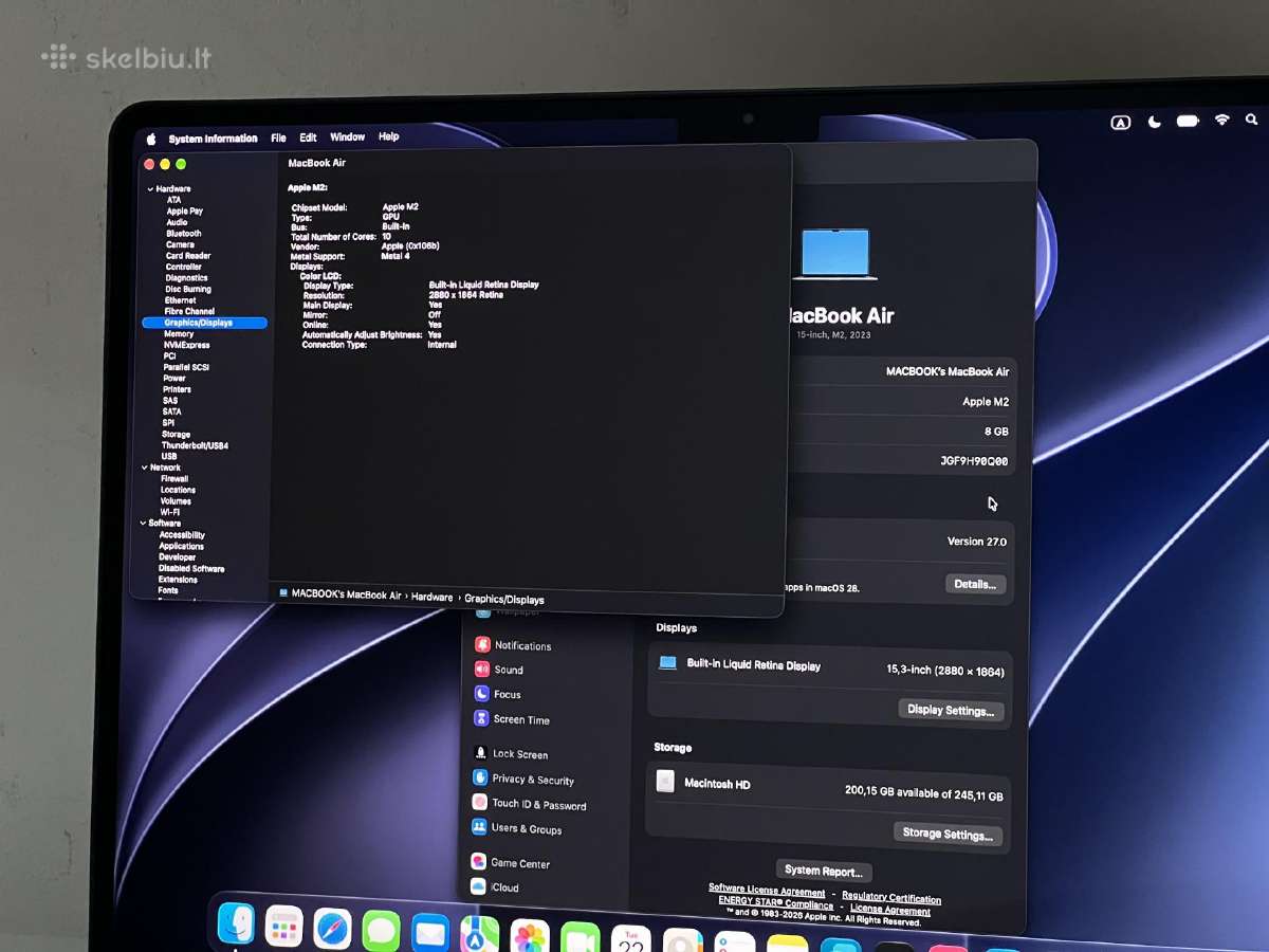 Parduodamas MacBook Air 15 su M2, Liquid Retina. - nuotraukos Nr. 9