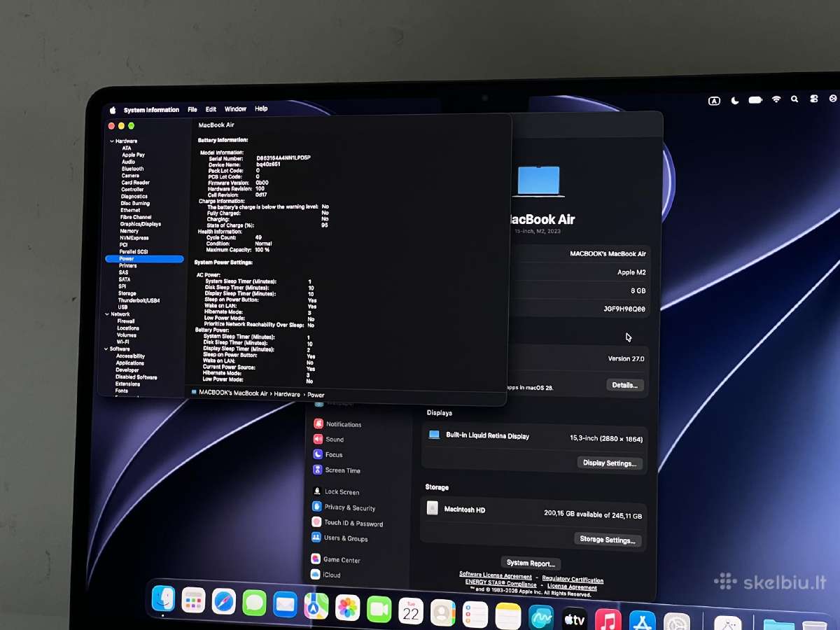 Parduodamas MacBook Air 15 su M2, Liquid Retina. - nuotraukos Nr. 12