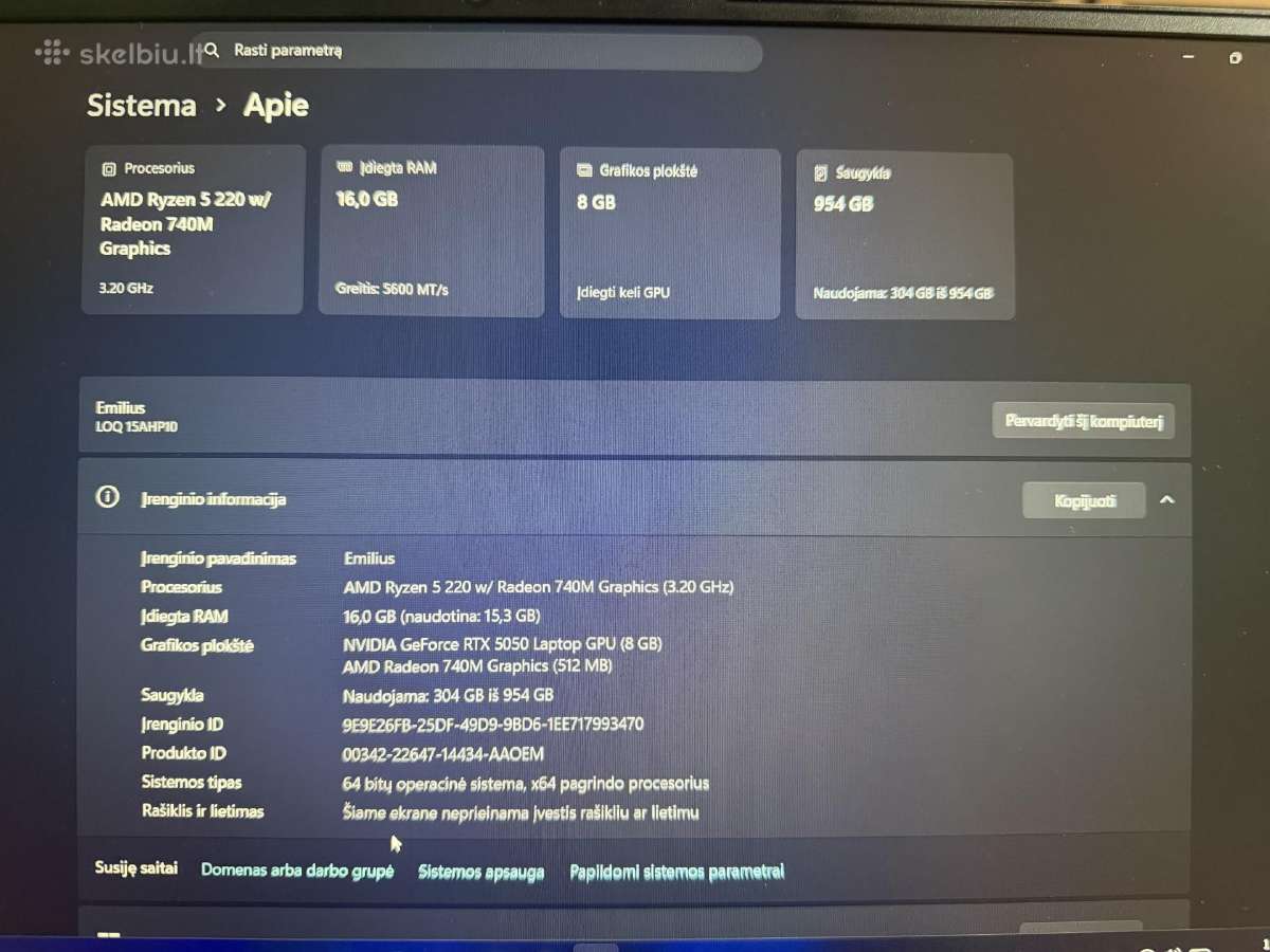Lenovo Loq 15ahp10 - nuotraukos Nr. 2