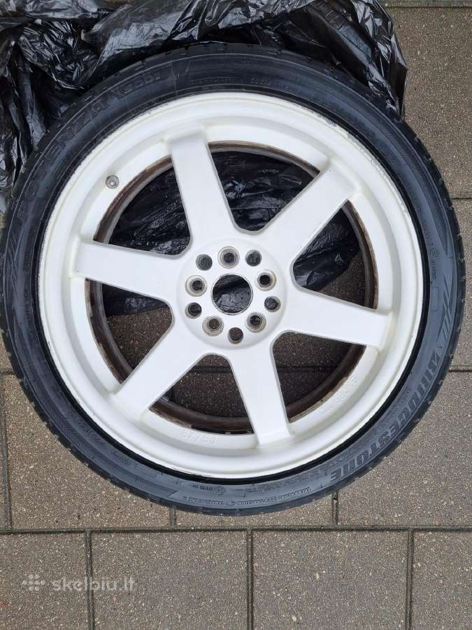 R18 baltos spalvos lieti Te37 stiliaus ratlankiai - nuotraukos Nr. 3