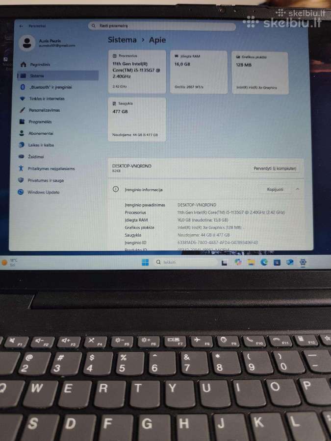 Lenovo V15 g2 I5-1135g7 16gb 500 SSD - nuotraukos Nr. 3