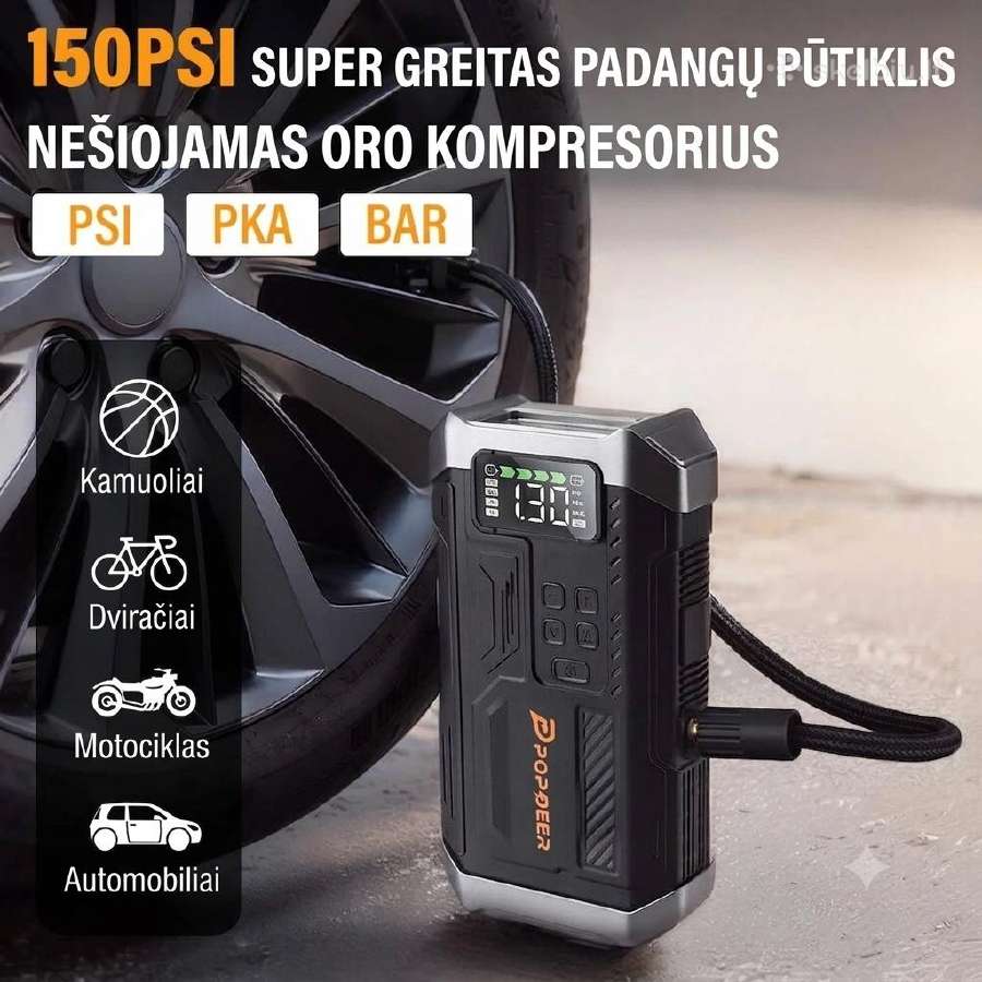 5000a. Auto užvedėjas,paleidėjas kompresorius 4in1 - nuotraukos Nr. 5