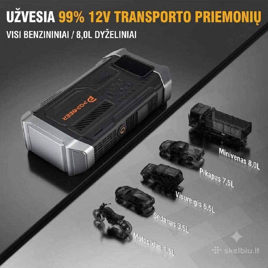 5000a. Auto užvedėjas,paleidėjas kompresorius 4in1 - nuotraukos Nr. 4