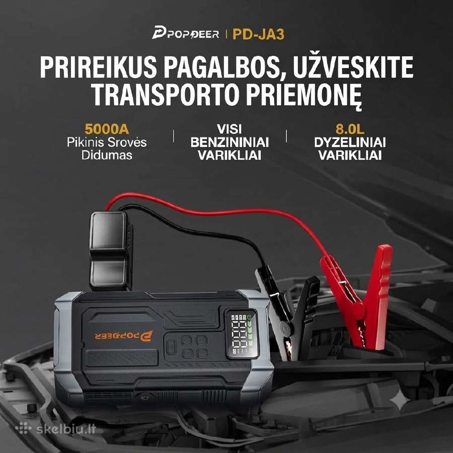 5000a. Auto užvedėjas,paleidėjas kompresorius 4in1 - nuotraukos Nr. 3
