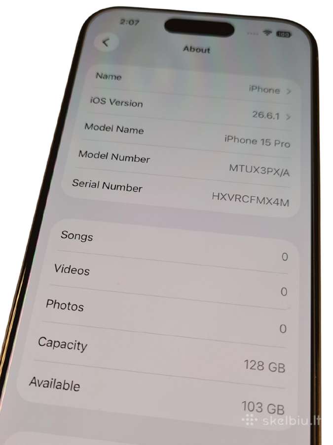 iPhone 15 Pro 128gb + 3 mėn. garantija - nuotraukos Nr. 5