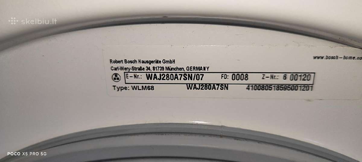 Bosch Waj280a7sn, 7kg54cm Logixx8 8kg,1400aps/min - nuotraukos Nr. 4