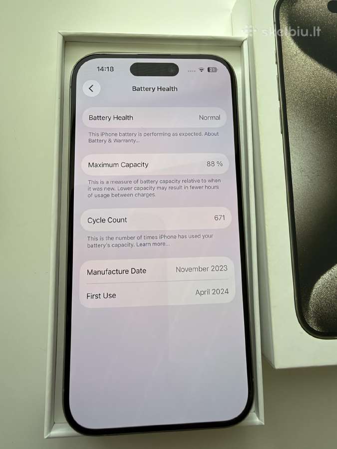 iPhone 15 Pro 256 GB Natural Titanium + 7 dėklai - nuotraukos Nr. 7