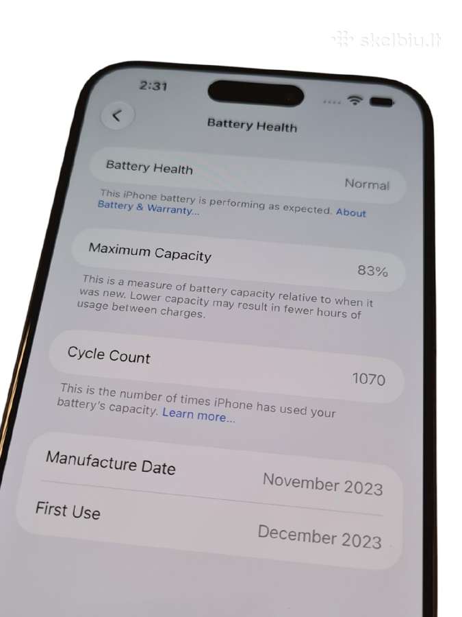 iPhone 15 Pro Max 256gb + 3 mėn. garantija - nuotraukos Nr. 6