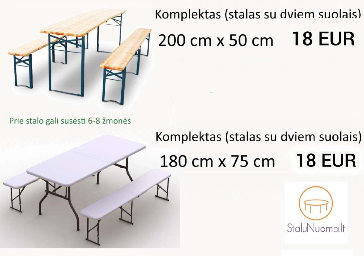 Stalų, suolų, kėdžių ir kitų baldų nuoma - nuotraukos Nr. 16