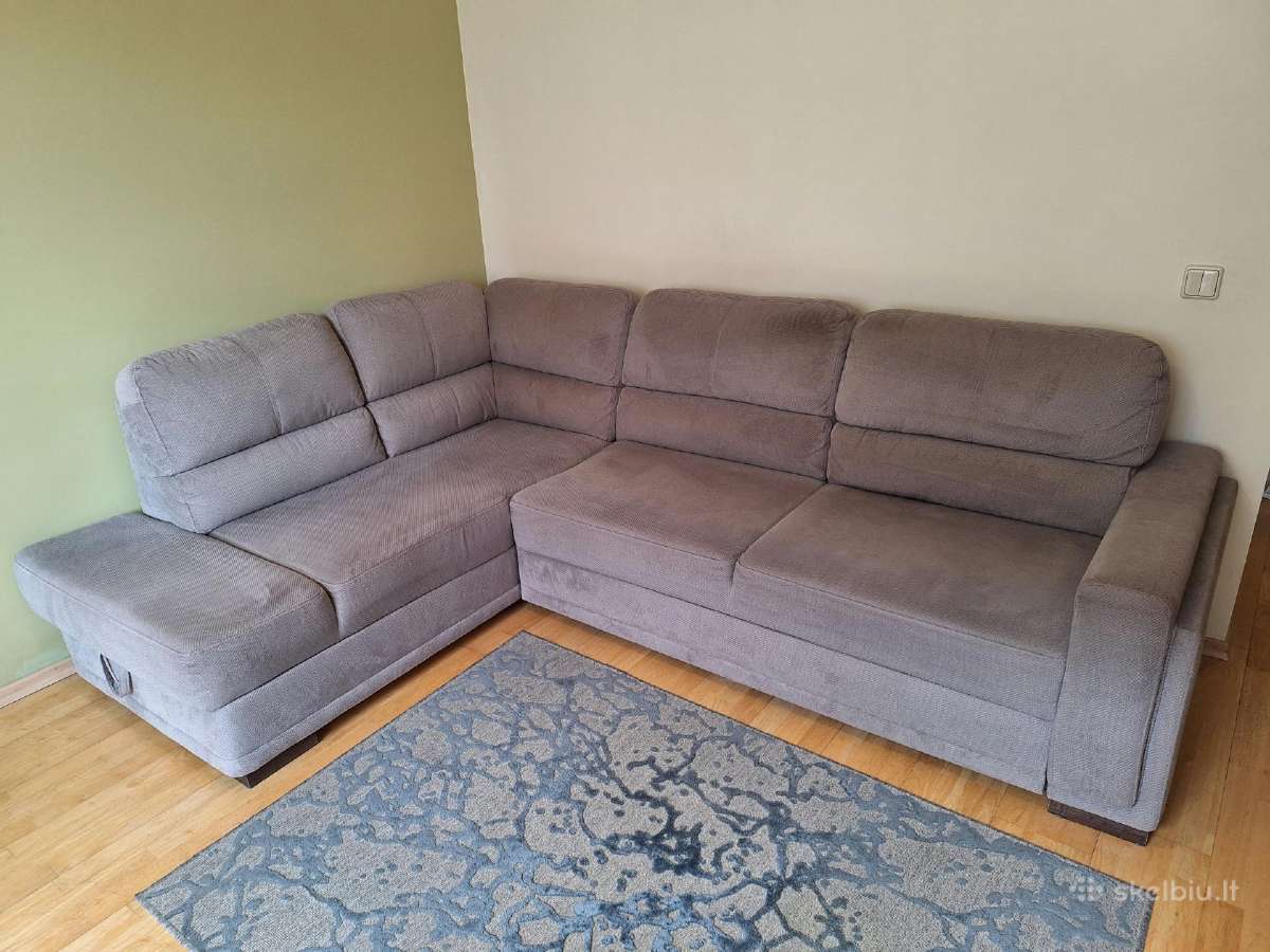 Kampinė sofa, išsidarantis fotelis ir stalas - nuotraukos Nr. 2