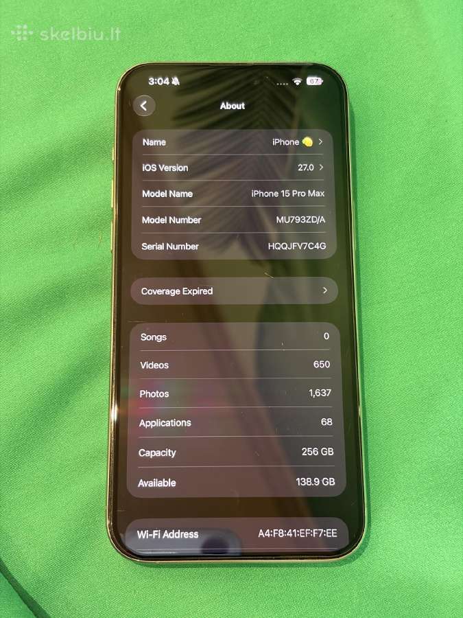 iPhone 15 pro max 256gb natural titanium - nuotraukos Nr. 7