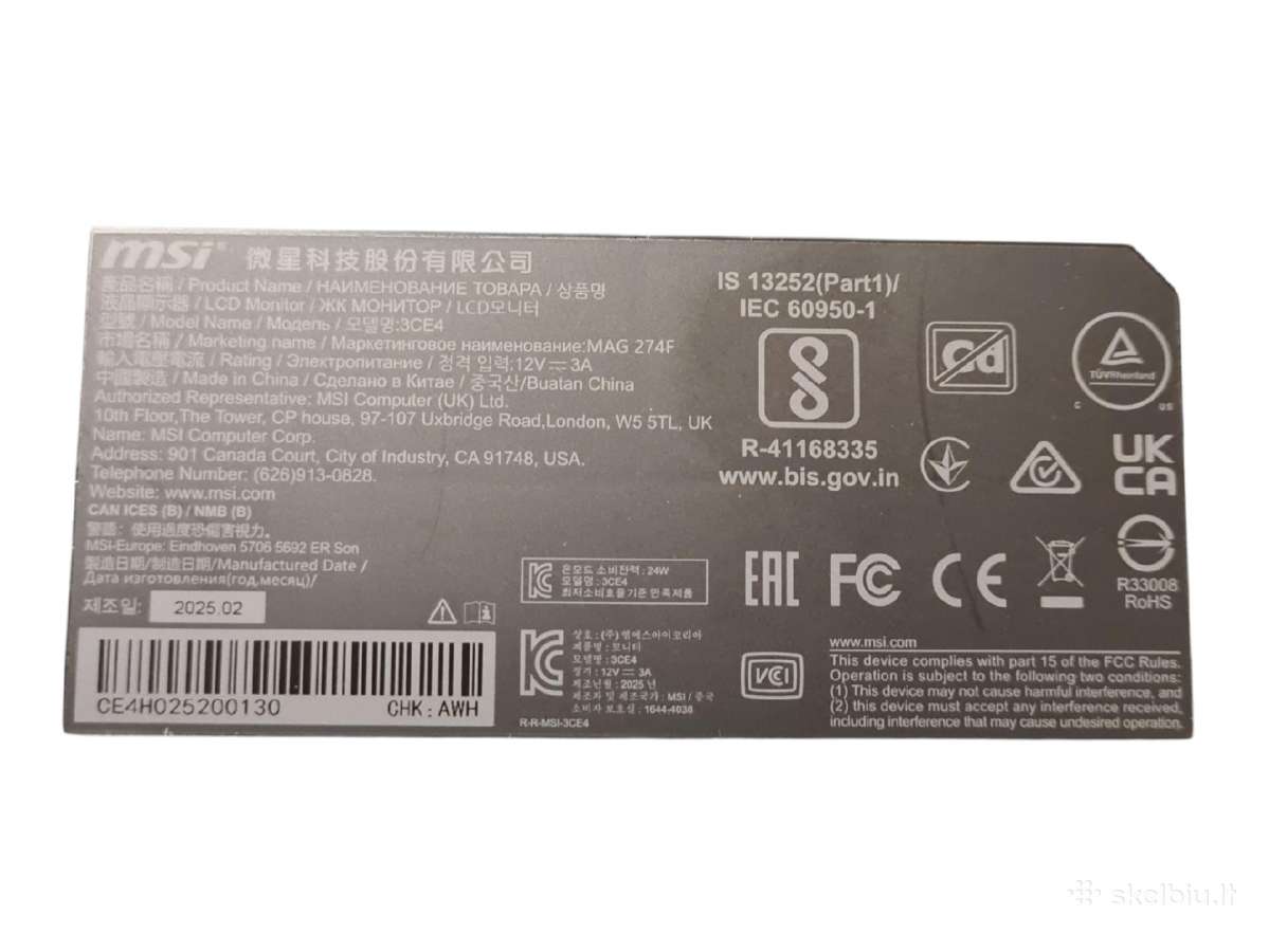 Monitorius Msi Mag 274fde 27 Fhd Rapid Ips - nuotraukos Nr. 7