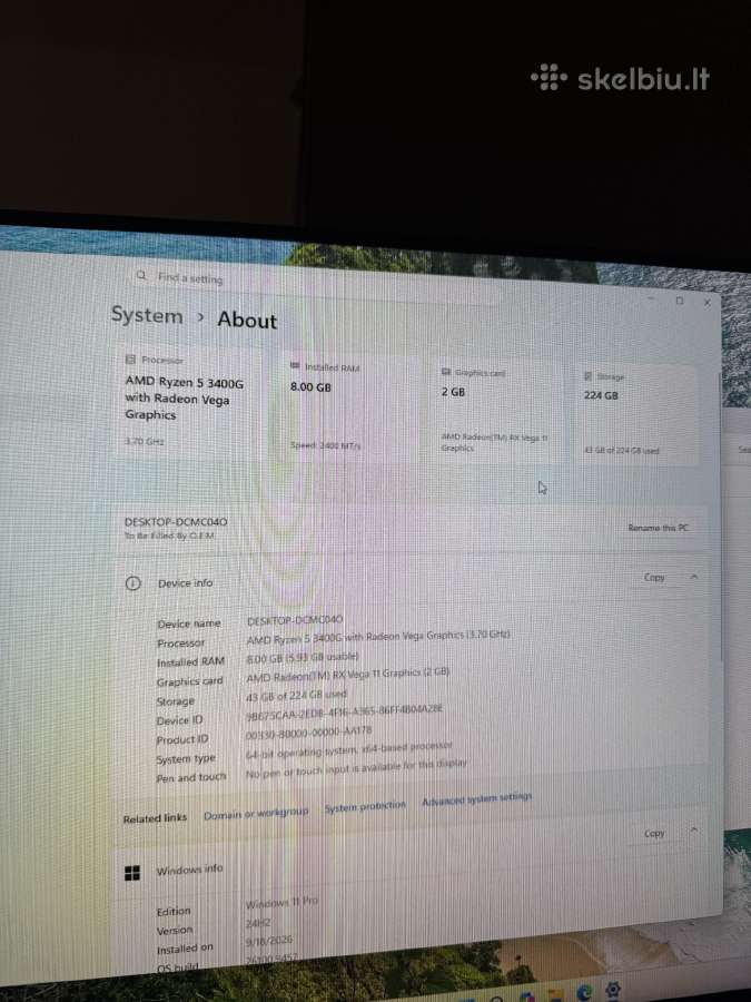 Ryzen 5 3400g 8 RAM, Rx Vega 11, SSD 256 - nuotraukos Nr. 4