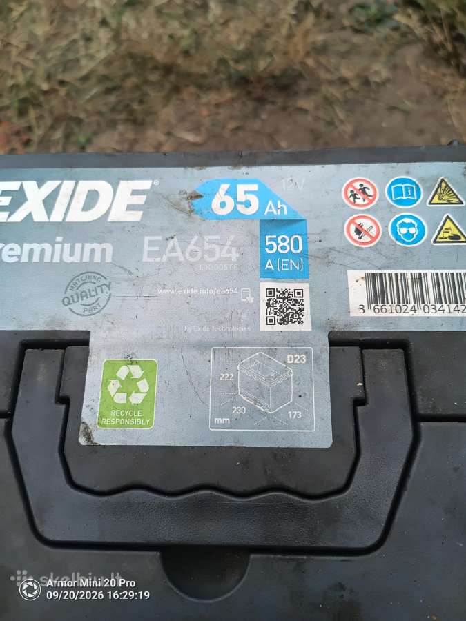 Exide 65ah 580a 12v akumuliatorius - nuotraukos Nr. 2