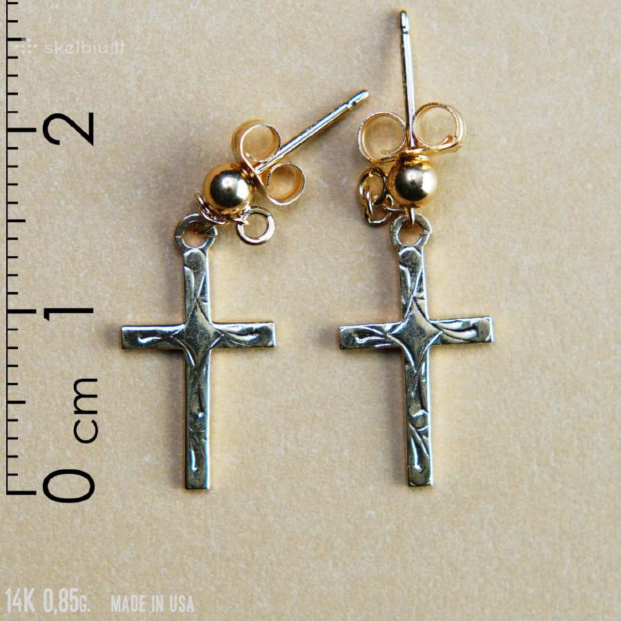 Auksiniai auskarai 14k (585 praba) 0,85g. - nuotraukos Nr. 3