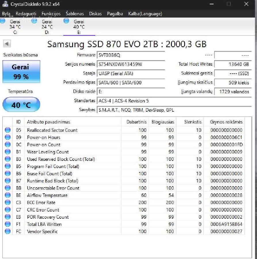 Samsung 870 EVO 2tb - nuotraukos Nr. 2