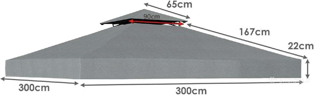 Pavėsinės stogas 3x3m vandeniui atsparus - nuotraukos Nr. 2