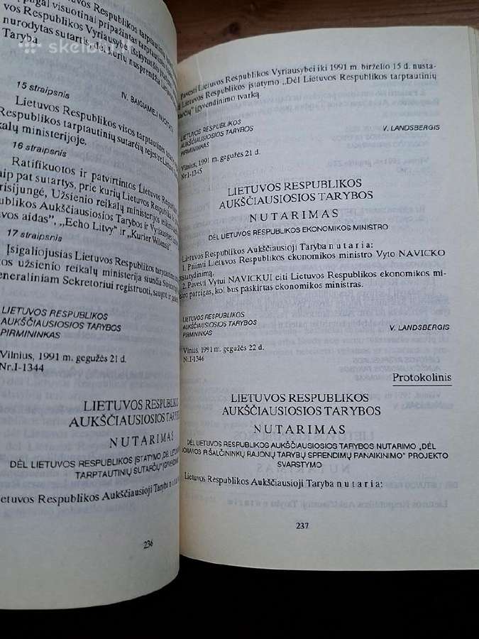Knyga 1991m. Lietuvos dokumentų rinkinys 2+3 - nuotraukos Nr. 4