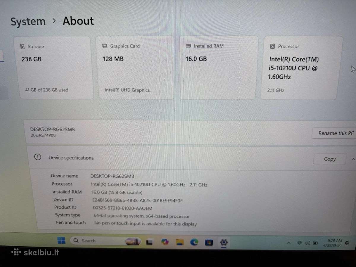 66 ciklų Lenovo Thinkpad X1 Carbon Gen8 - nuotraukos Nr. 9