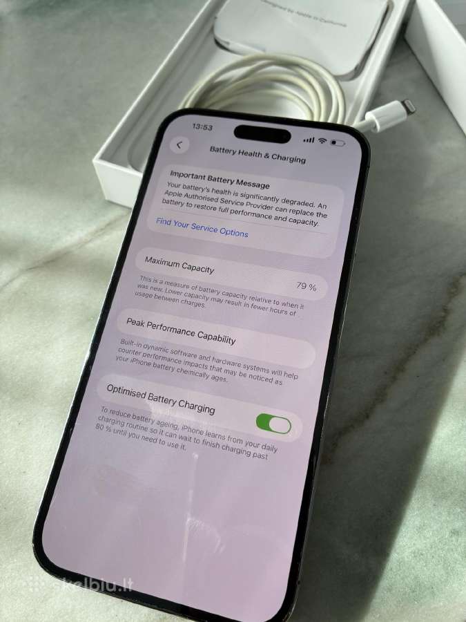Parduodamas iPhone Pro Max 14 128gb Deep Purple - nuotraukos Nr. 9