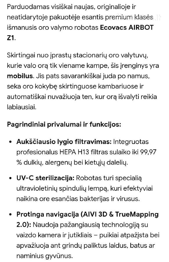 Oro drėkintuvas-valytuvas Ecovacs Airbot Z1 - nuotraukos Nr. 3
