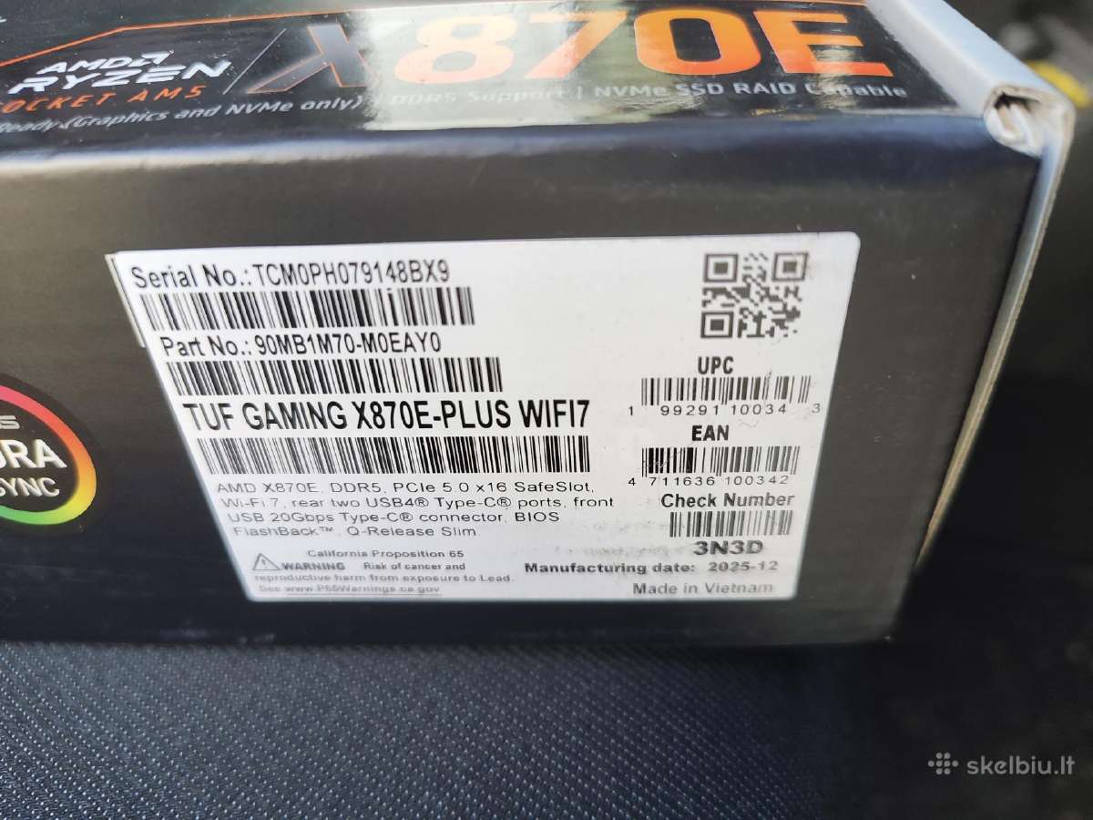 Nauja Amd Am5 Asus tuf gaming x870e-plus Wifi7 - nuotraukos Nr. 2