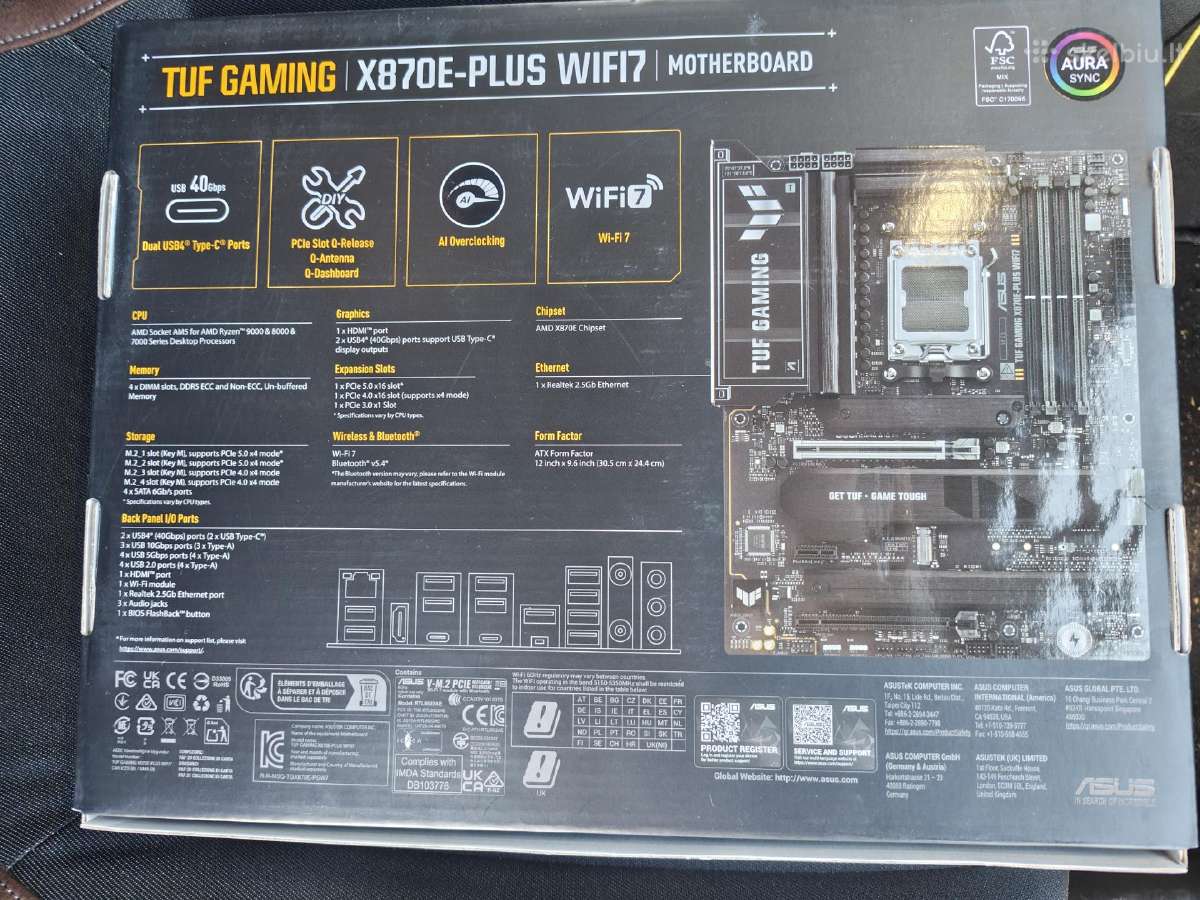 Nauja Amd Am5 Asus tuf gaming x870e-plus Wifi7 - nuotraukos Nr. 3