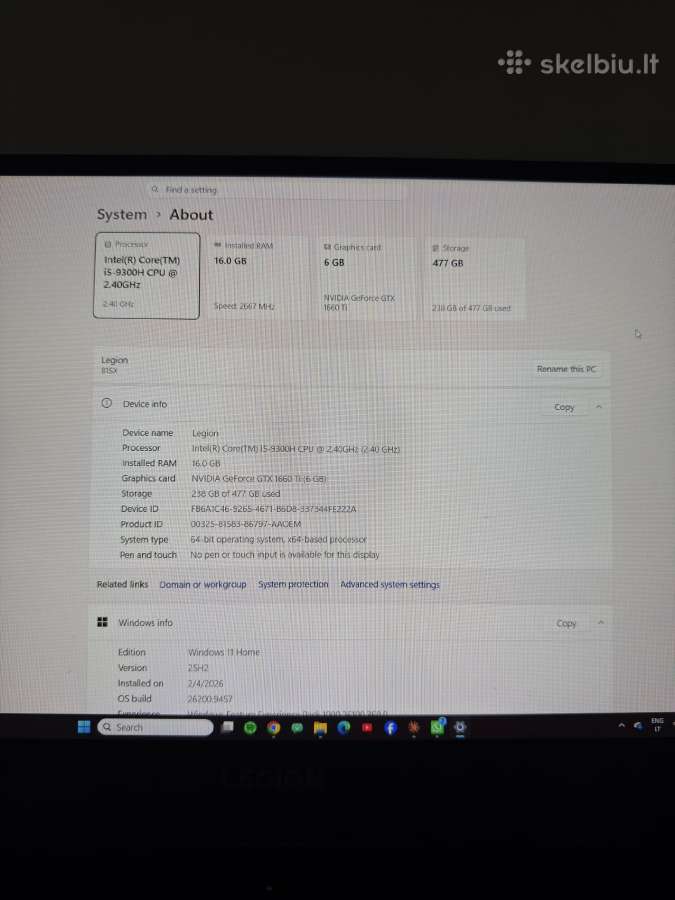 Lenovo Legion žaidimų nešiojamas kompiuteris - nuotraukos Nr. 6