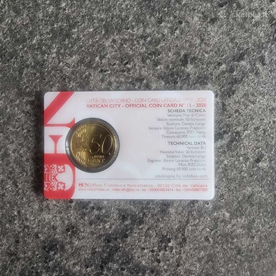 Vatikano monetos kortelėse 50 euro centų - nuotraukos Nr. 2