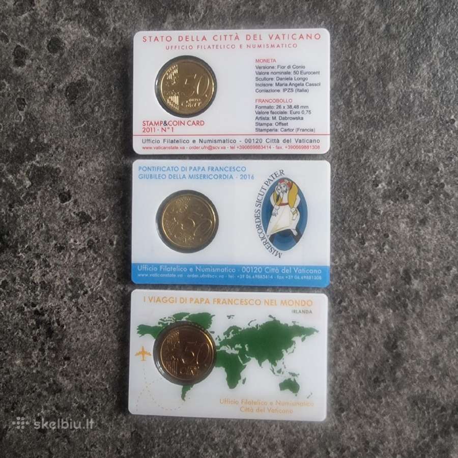 Vatikano monetos kortelėse 50 euro centų - nuotraukos Nr. 2