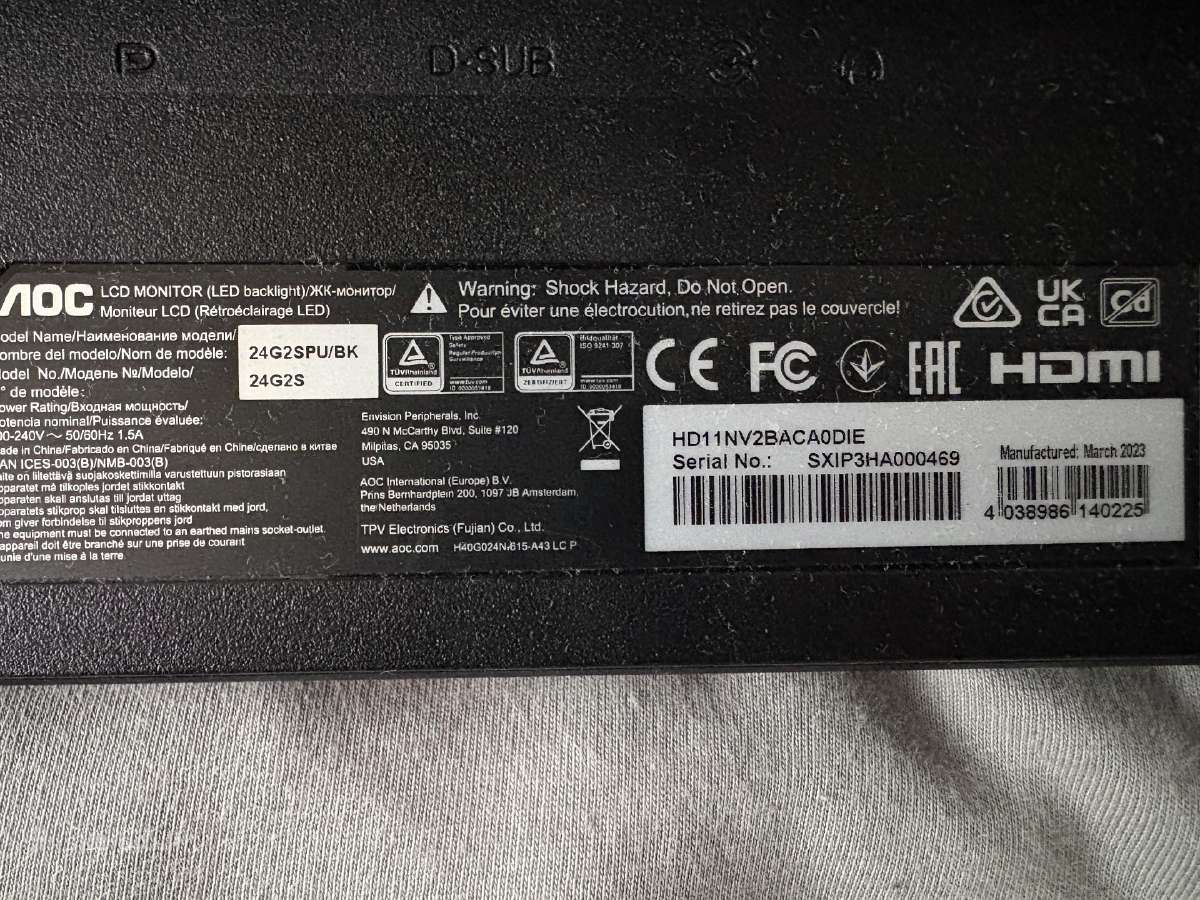 Monitorius Aoc 24g2spu 24inch 165hz - Su defektu - nuotraukos Nr. 3