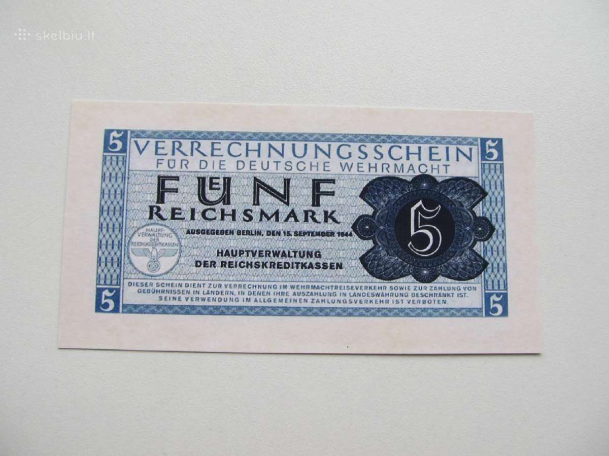 1,5 ir 10 reichsmark , Vermacht Vokietija , 1944 - nuotraukos Nr. 3