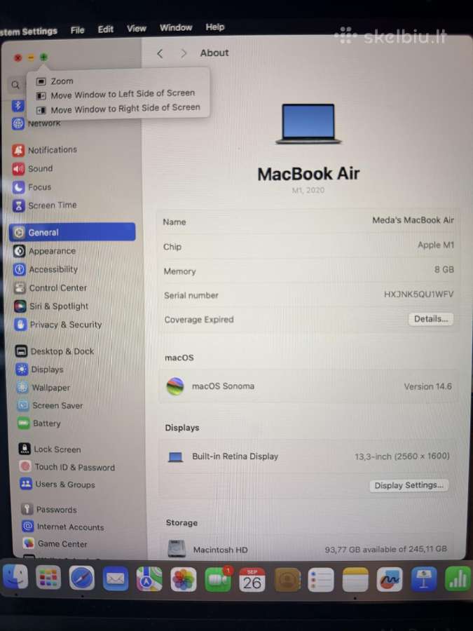 Apple MacBook Air13 M1 8gb/256gb - nuotraukos Nr. 6