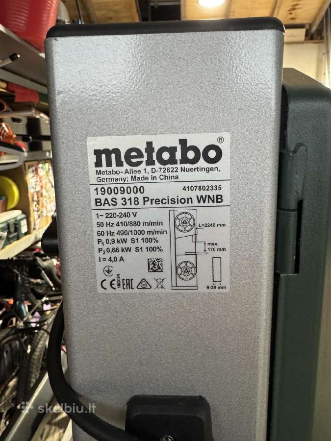 Parduodu juostines pjovimo stakles Metabo Bas 318 - nuotraukos Nr. 2