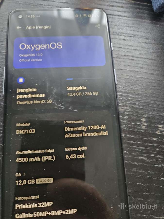 Oneplus Nord 2 5G 12gb+4gb Ram256gb Dimensi - nuotraukos Nr. 4