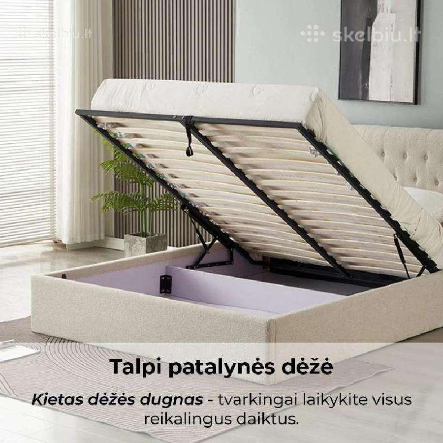 Dvigulė miegamojo lova su patalynės dėže - nuotraukos Nr. 6