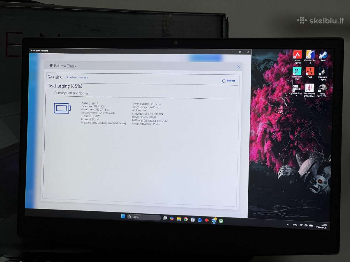 Parduodamas Hp Omen 17 su Gtx 1660ti, I5-9k. - nuotraukos Nr. 9
