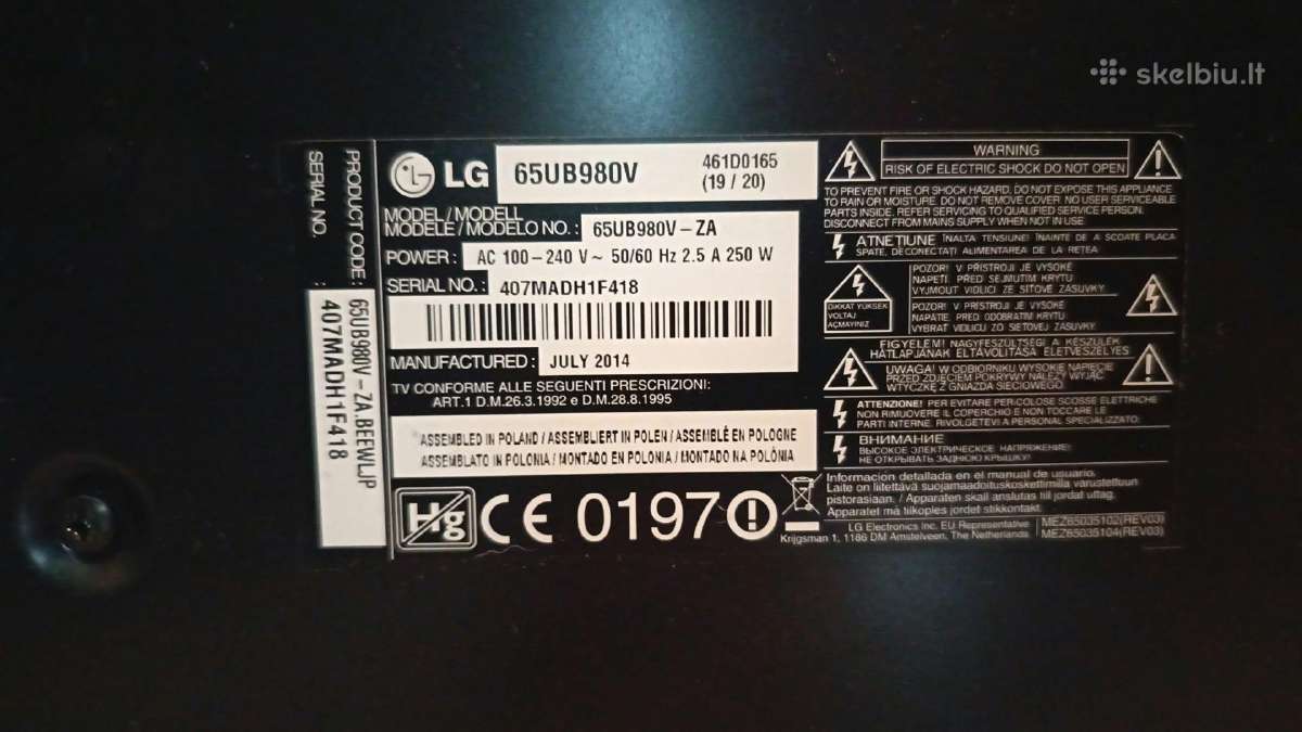 LG 65ub980v didžiulis 1,65 cm su soundbar - nuotraukos Nr. 6