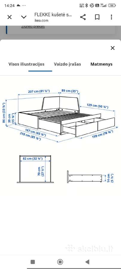 Naudota išskleidžiama Ikea lova dviems. - nuotraukos Nr. 4