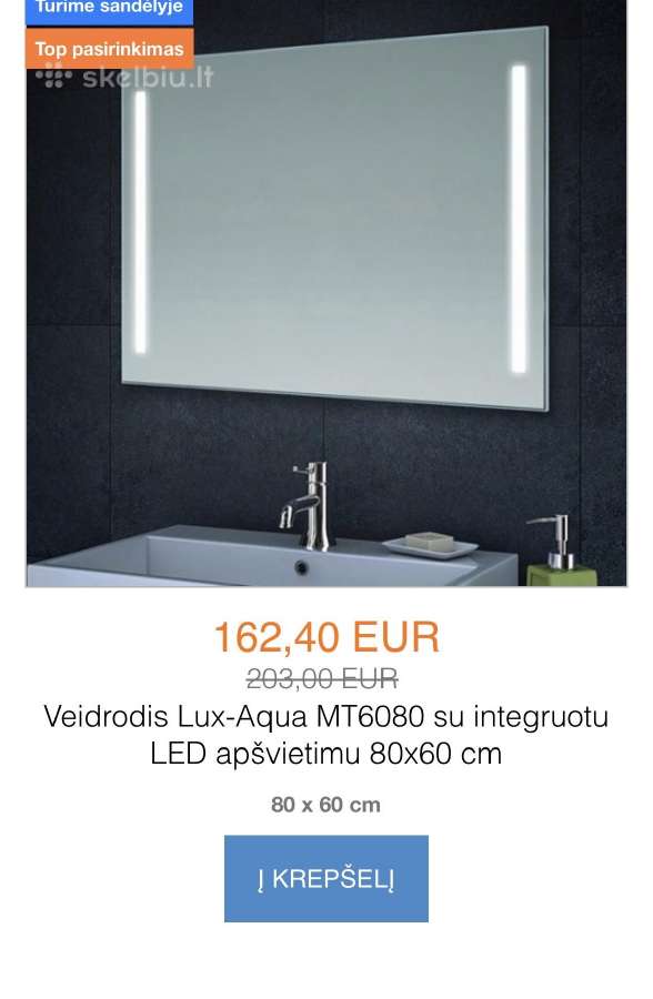 Lux-aqua veidrodis su apšvietimu - nuotraukos Nr. 2