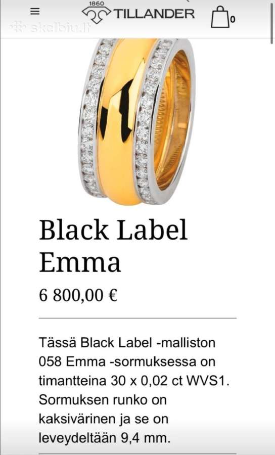Tillander Emma Black diamond ring gold - nuotraukos Nr. 3
