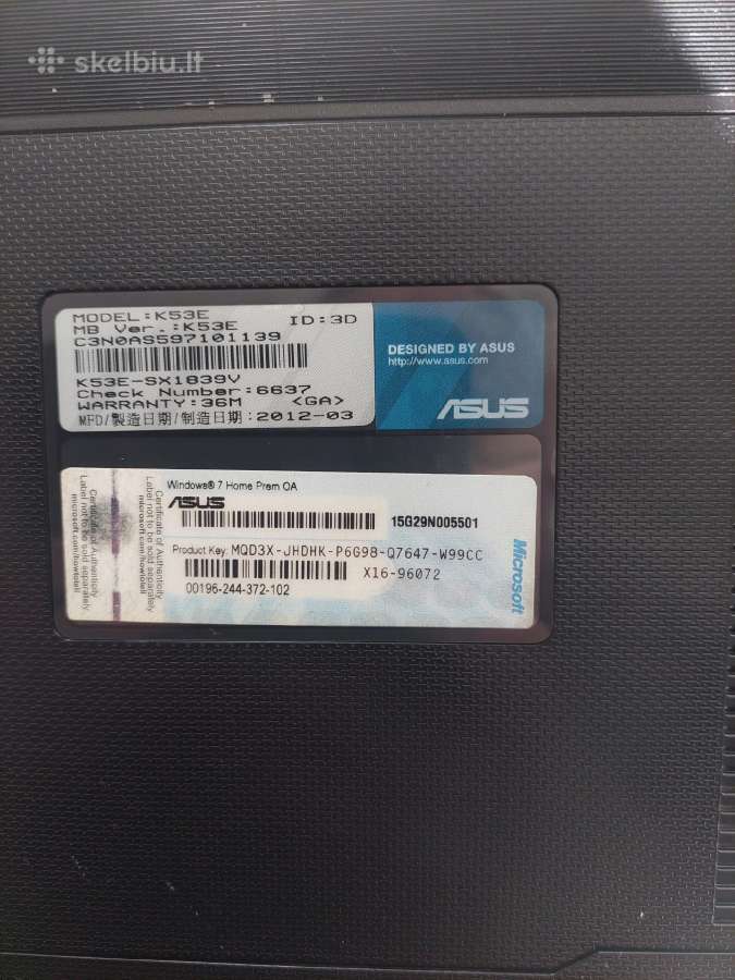 Asus K53e - nuotraukos Nr. 9