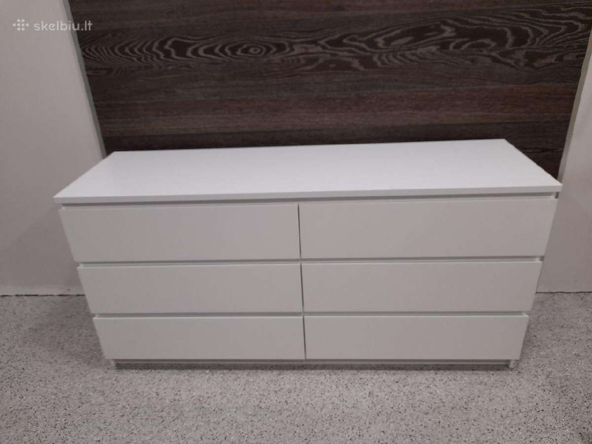 Ikea komoda Malm šešių stalčių su stalviršiu - nuotraukos Nr. 2