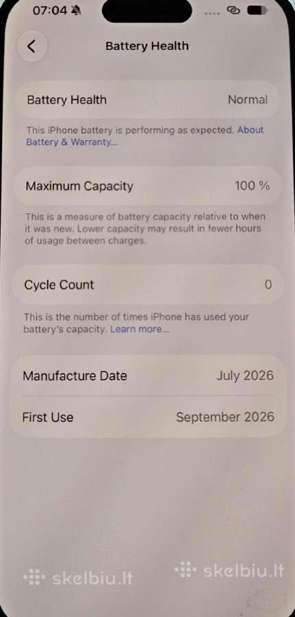 iPhone 15 pro 100% baterija - nuotraukos Nr. 3