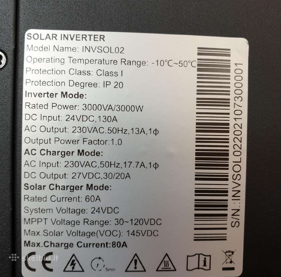 Naujas Saulės inverteris Green Cell 24v 3000w - nuotraukos Nr. 3