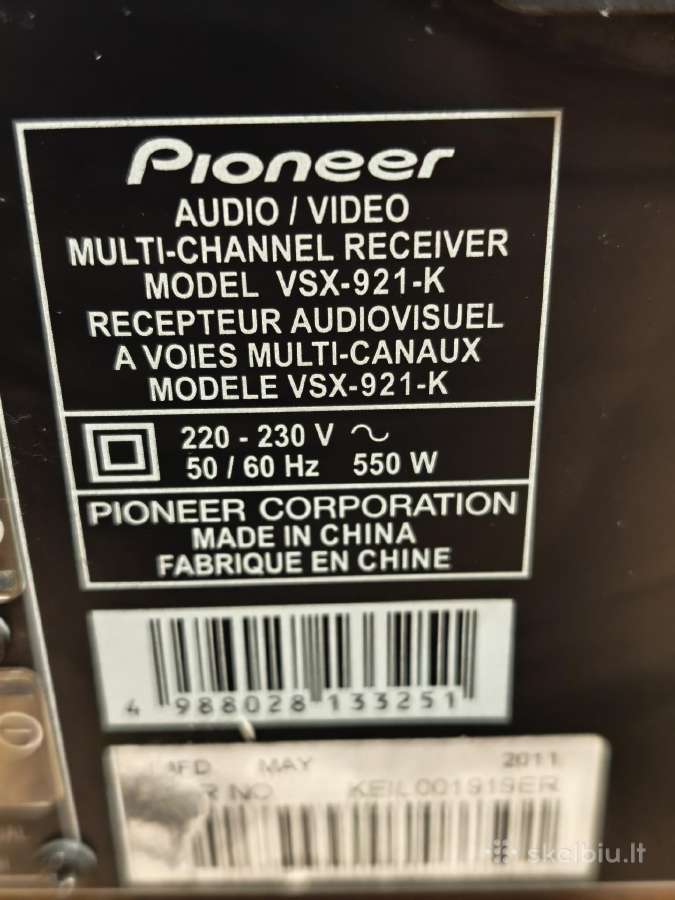 Pioneer Vsx-921-k 7.1 resyveris-stiprintuvas - nuotraukos Nr. 5