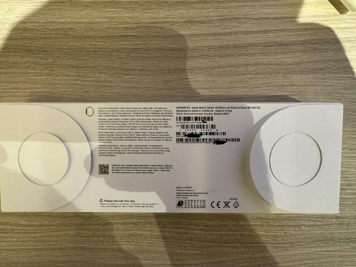 Apple Watch 10 42mm Jet Black Ai Black SB S/m Cel - nuotraukos Nr. 2