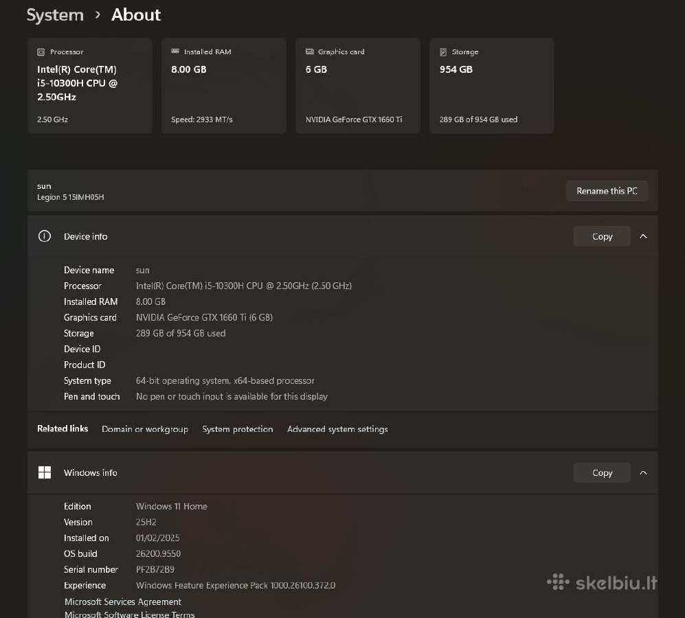 Lenovo Legion 5 15imh05h gaming laptopas - nuotraukos Nr. 8